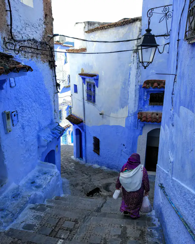 A blue-painted lane in Chefchaouen