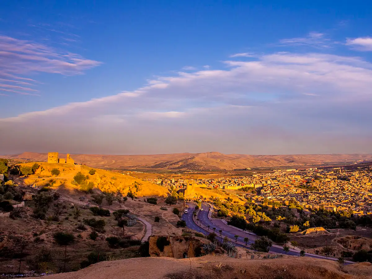 The rooftops of Fes el-Bali at golden hour